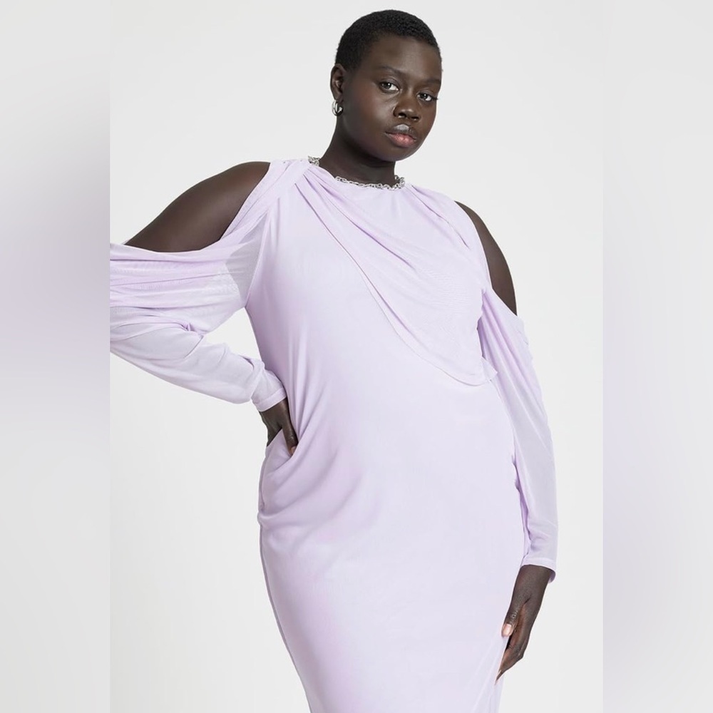 ELOQUII NEW Cold Shoulder Maxi Dress Sz 16 18 wedding guest luxe